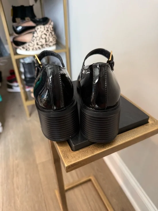 Zara Black Patent Mary Jane Block Heel Shoes - Picture 5 of 13